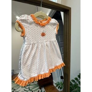 Magnolia Baby Toddler Dress 12M Orange Ghost Pumpkin Halloween Ruffle Trim